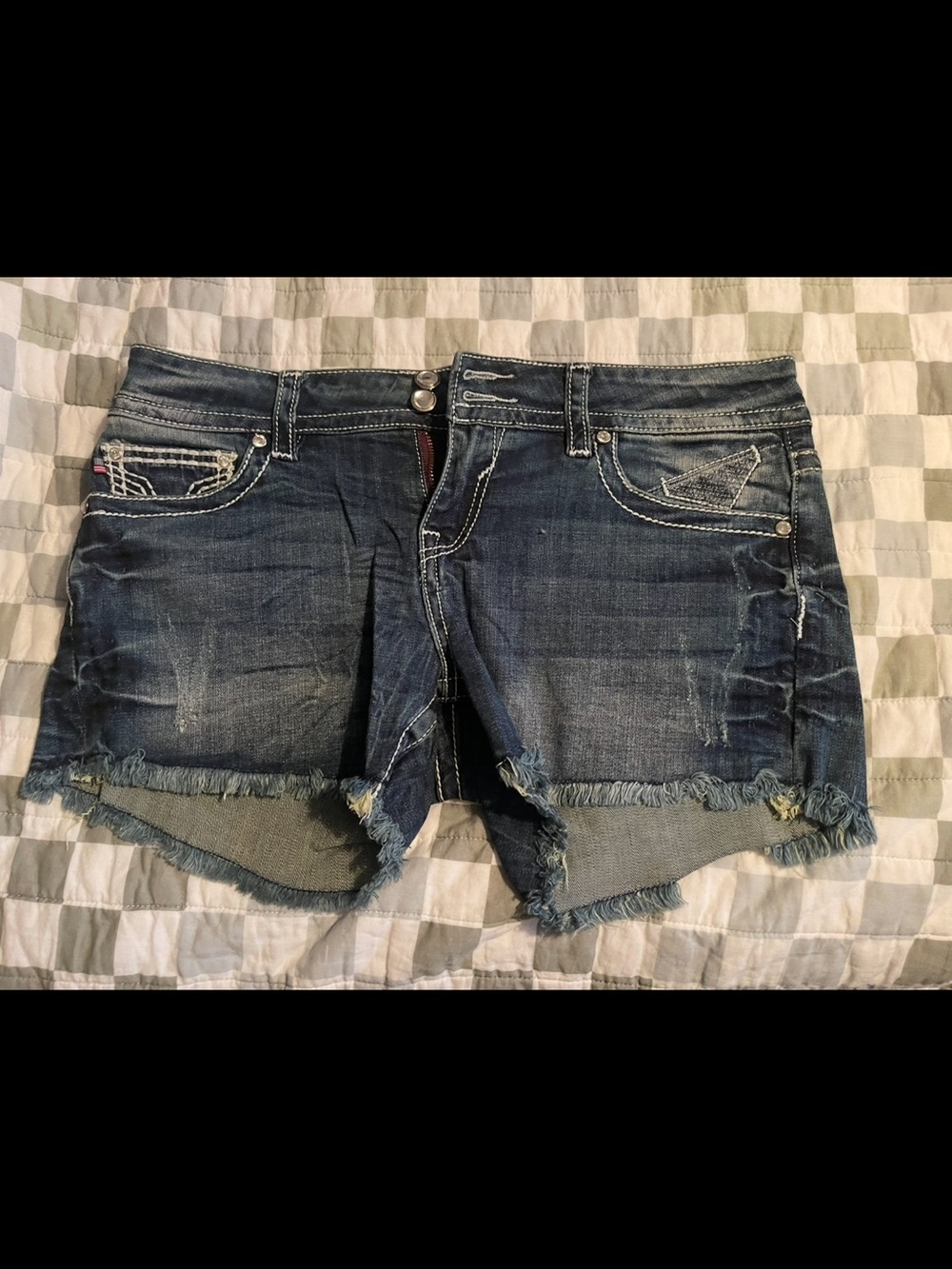 Dark Blue Distressed Denim Women's Shorts